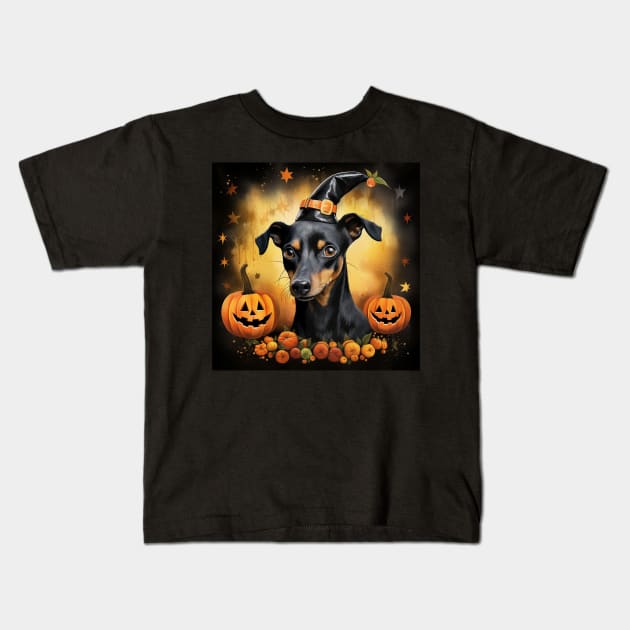 Manchester Terrier Halloween Kids T-Shirt by NatashaCuteShop